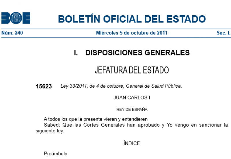 Ley 33/2011 General de Salud Pública 