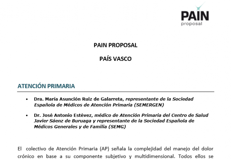 Documento de consenso sobre el abordaje del dolor crónico. Proyecto Pain Proposal. País Vasco