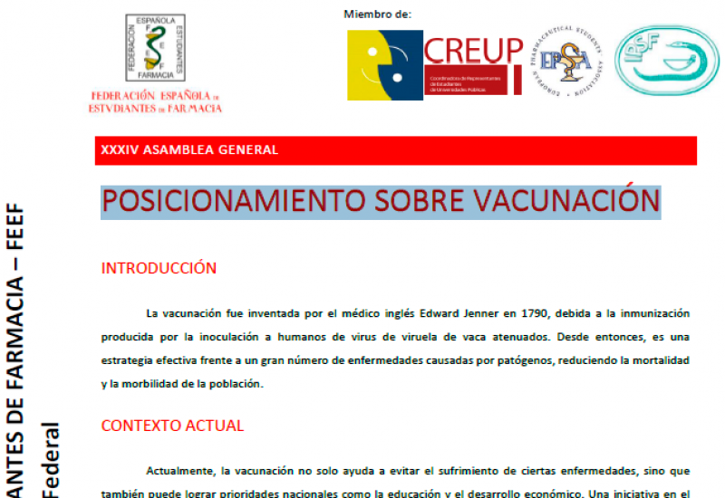 Posicionamiento FEEF vacunación