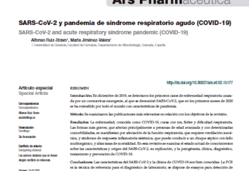 Ruiz-Bravo A, Jiménez-Valera M (2020). SARS-CoV-2 y pandemia de síndrome respiratorio agudo (COVID-19)