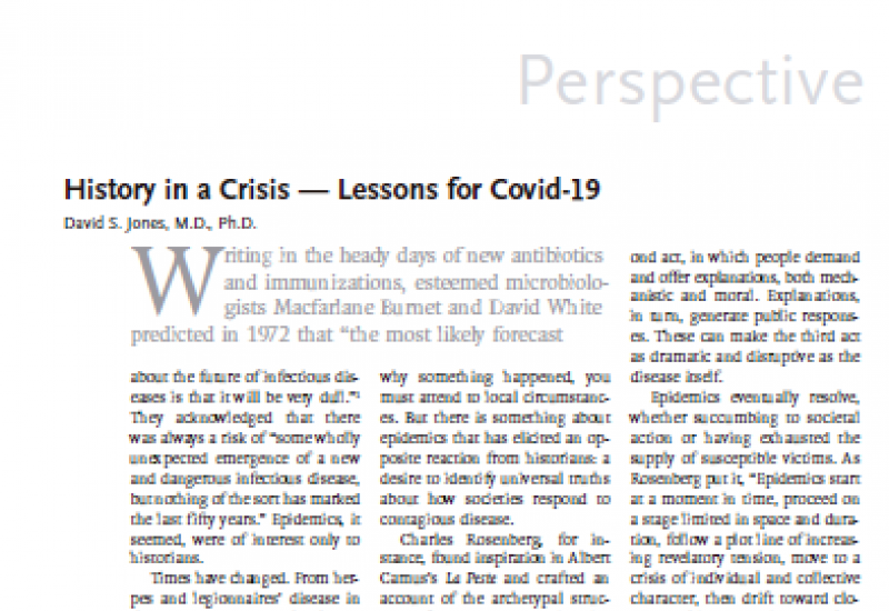 Jones S. (2020). History in a Crisis — Lessons for Covid-19
