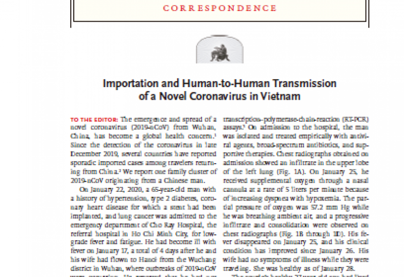 Phan et al. (2020). Importation and Human-to-Human Transmission of a Novel Coronavirus in Vietnam