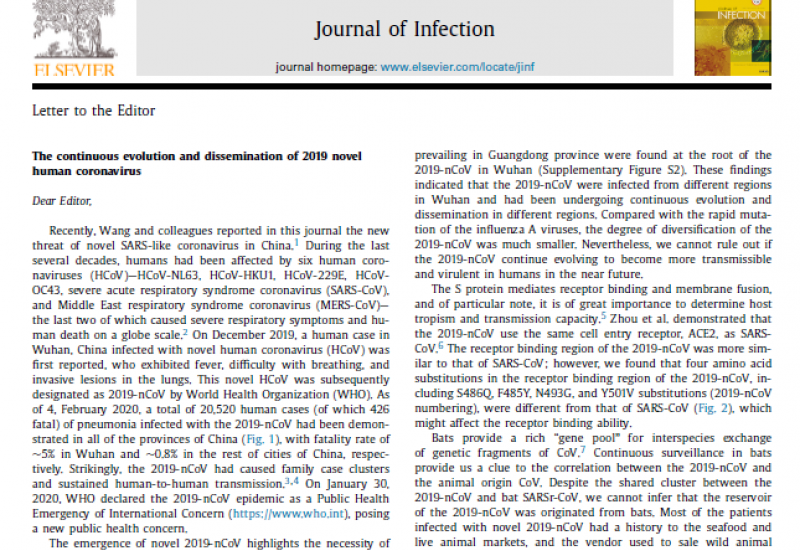 Zhang et al. (2020) .The continuous evolution and dissemination of 2019 novel human coronavirus