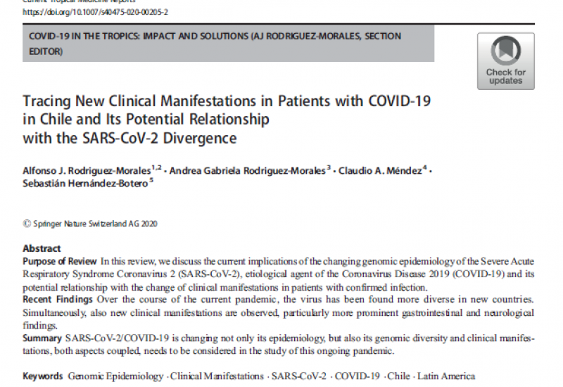 Rodríguez Morales, A.J. (2020). Tracing New Clinical Manifestations in Patients with COVID-19 in Chile and Its Potential Relationship with the SARS-CoV-2 Divergence