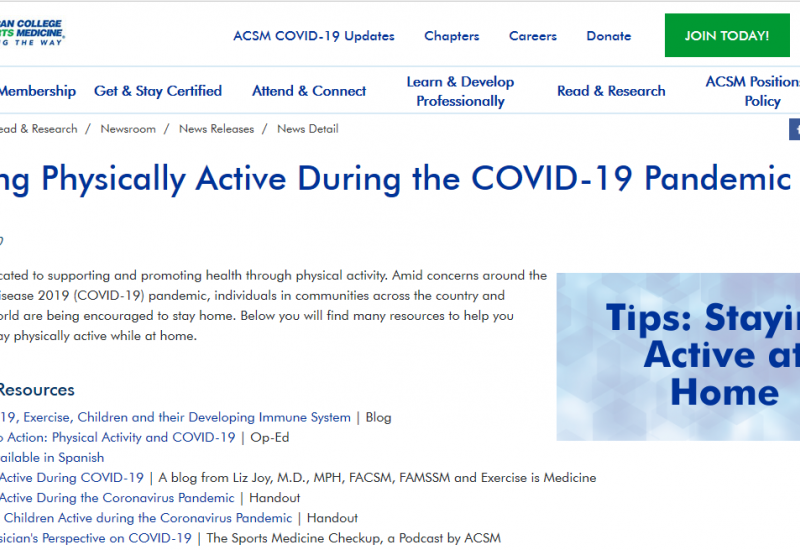 Staying Physically Active During the COVID-19 Pandemic