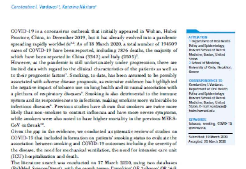 Vardavas C (2020). COVID-19 and smoking: A systematic review of the evidence