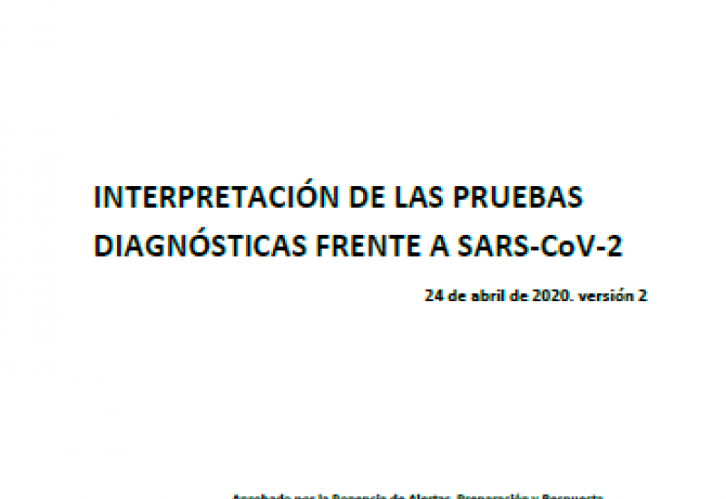 Ministerio de Sanidad (24/04/2020). Interpretación de las pruebas diagnósticas frente a SARS CoV-2