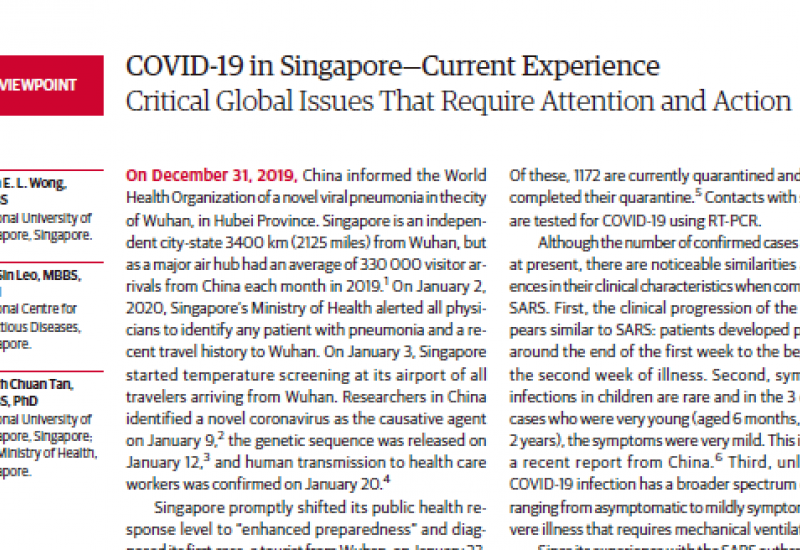 Wong et al. (2020). COVID-19 in Singapore—Current Experience Critical Global Issues That Require Attention and Action