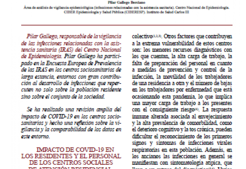 Gallego Berciano (2020). Impacto de COVID-19 en los centros sociosanitarios