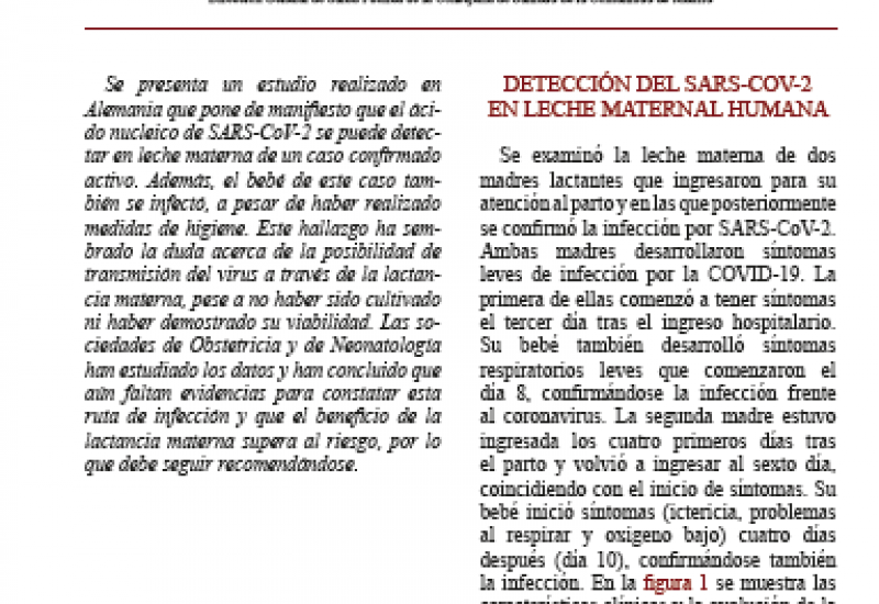 Santos Sanz (2020). Detección de SARS-COV-2 en leche materna