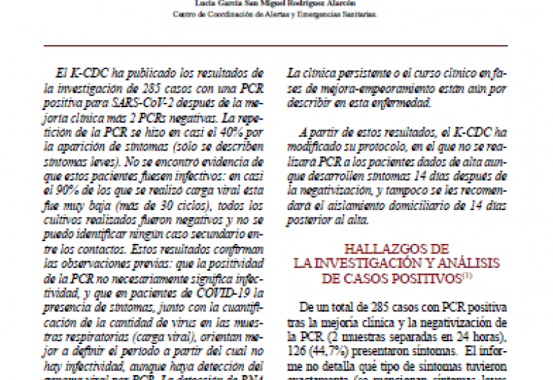 Fernández Bretón et al. (2020). Re-positivización de la PCR en Corea del sur