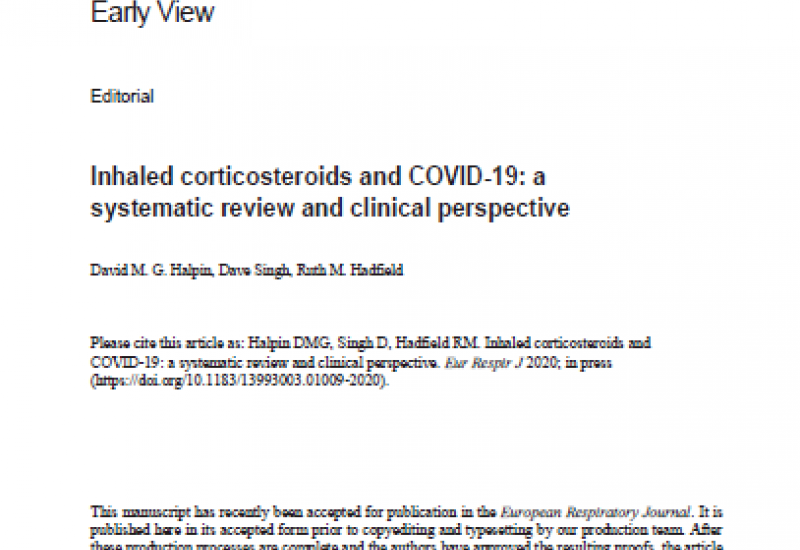 Halpin DMG et al. (2020). Inhaled corticosteroids and COVID-19 a systematic review and clinical perspective