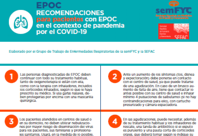 Recomendaciones para pacientes con EPOC en el contexto de pandemia por el COVID-19