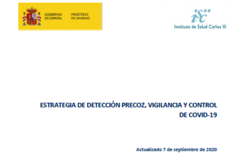 Ministerio de Sanidad, consumo y bienestar social(07(09/2020). Estrategia de detección precoz, vigilancia y control de COVID-19