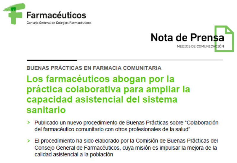 Los farmacéuticos abogan por la práctica colaborativa para ampliar la capacidad asistencial del sistema sanitario