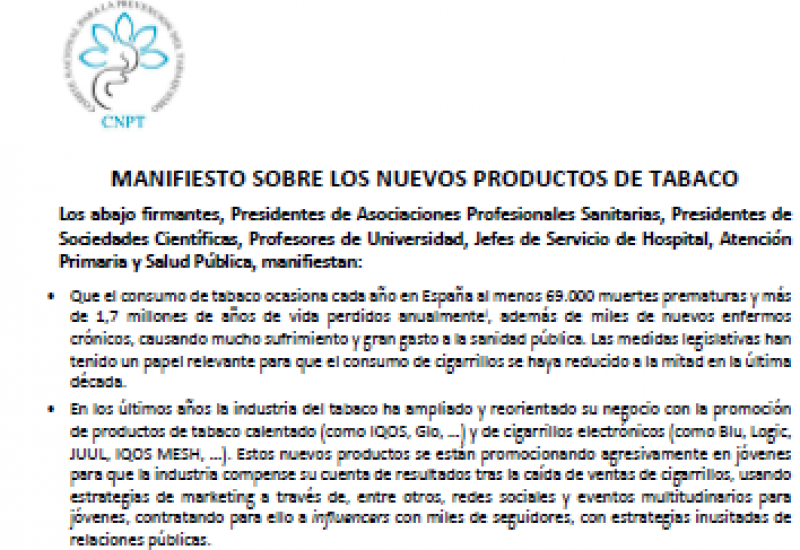 Manifiesto sobre los nuevos productos de tabaco