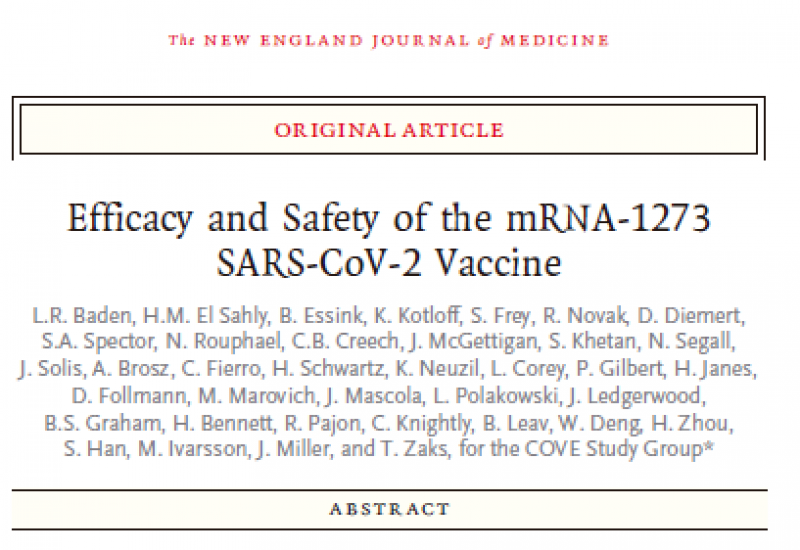 Baden et al. (2020). Efficacy and Safety of the mRNA-1273 SARS-CoV-2 Vaccine