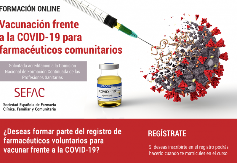 Apúntate en el registro de SEFAC de farmacéuticos voluntarios para vacunar frente a la COVID-19