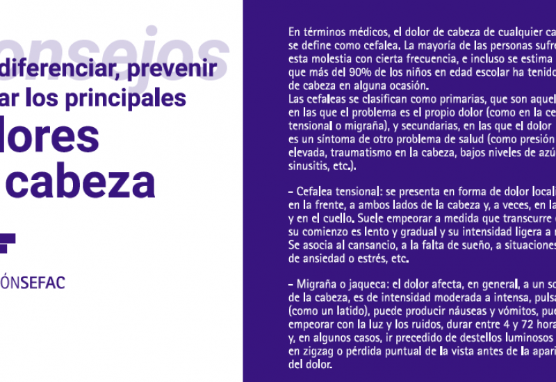 Recomendaciones SEFAC para diferenciar, prevenir y tratar los principales dolores de cabeza