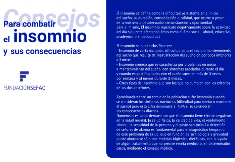 Recomendaciones SEFAC para combatir el insomnio y sus consecuencias