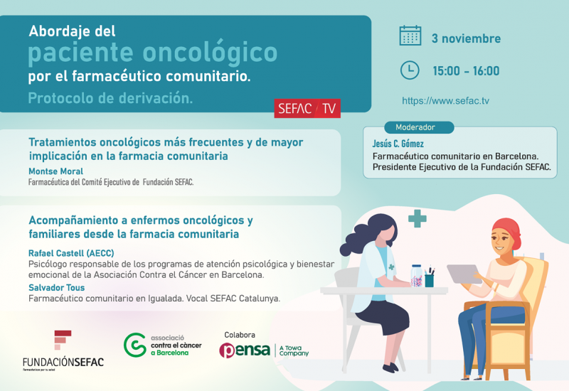 'Webinar' sobre abordaje del paciente oncológico por el farmacéutico comunitario (3 de noviembre)