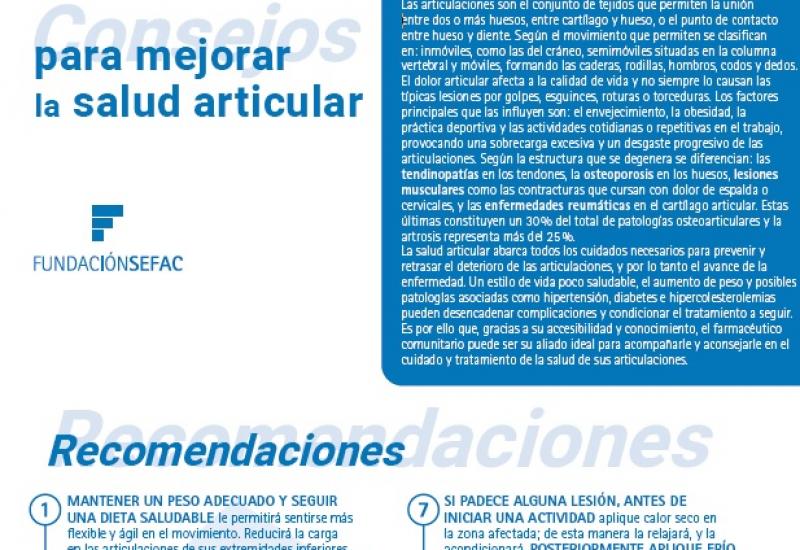 Hoja de recomendaciones para mejorar la salud articular