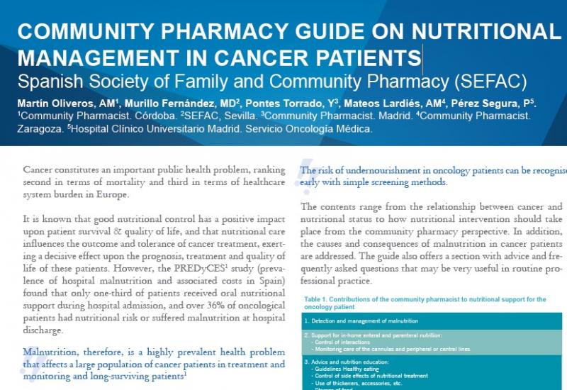 Martín A et al (2016). COMMUNITY PHARMACY GUIDE ON NUTRITIONAL MANAGEMENT IN CANCER PATIENTS 