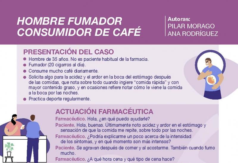 Infografía: hombre fumador, consumidor de café